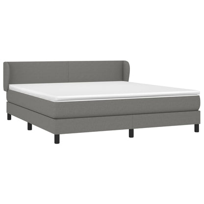 Box spring bed with mattress dark grey 160x200 cm fabric