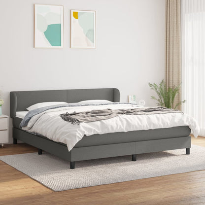 Box spring bed with mattress dark grey 160x200 cm fabric