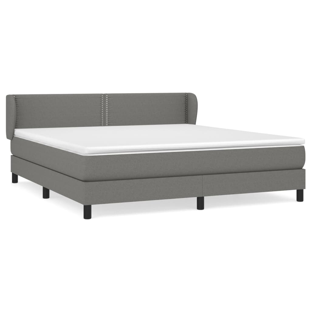 Box spring bed with mattress dark grey 160x200 cm fabric