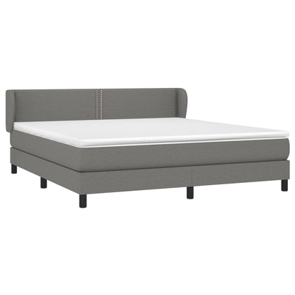 Box spring bed with mattress dark grey 160x200 cm fabric