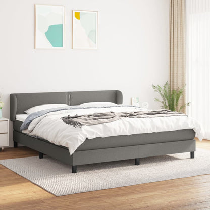 Box spring bed with mattress dark grey 160x200 cm fabric