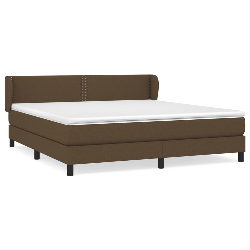 Box spring bed with mattress dark brown 160x200 cm fabric