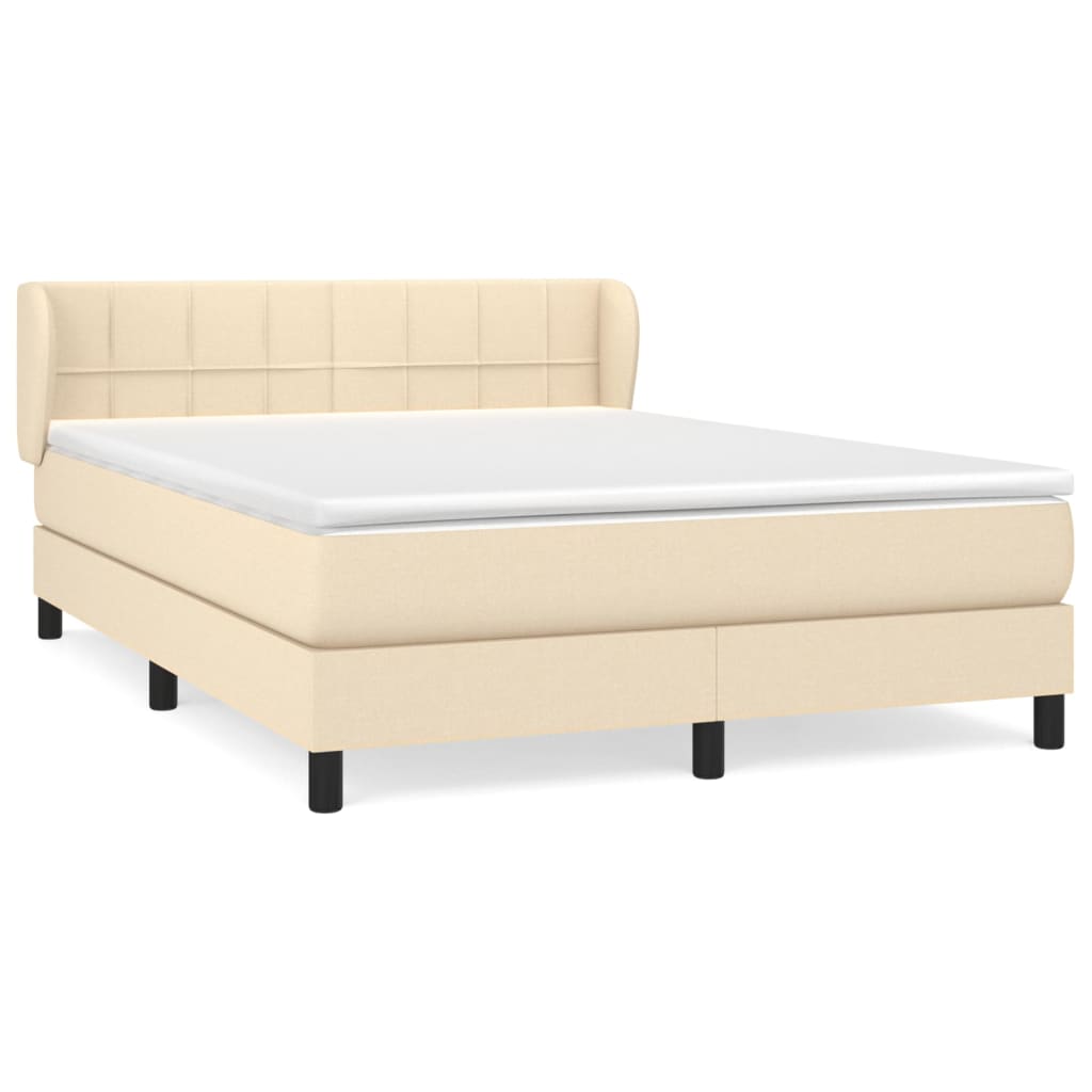 Box spring bed with mattress cream 140x200 cm fabric