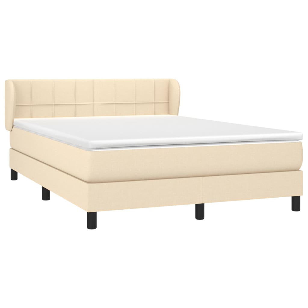 Box spring bed with mattress cream 140x200 cm fabric