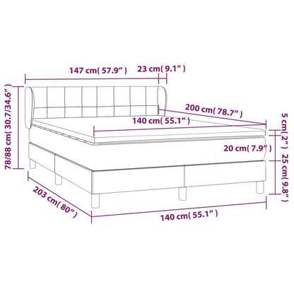 Box spring bed with mattress cream 140x200 cm fabric