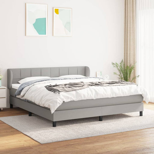 Box spring bed with mattress light grey 160x200 cm fabric