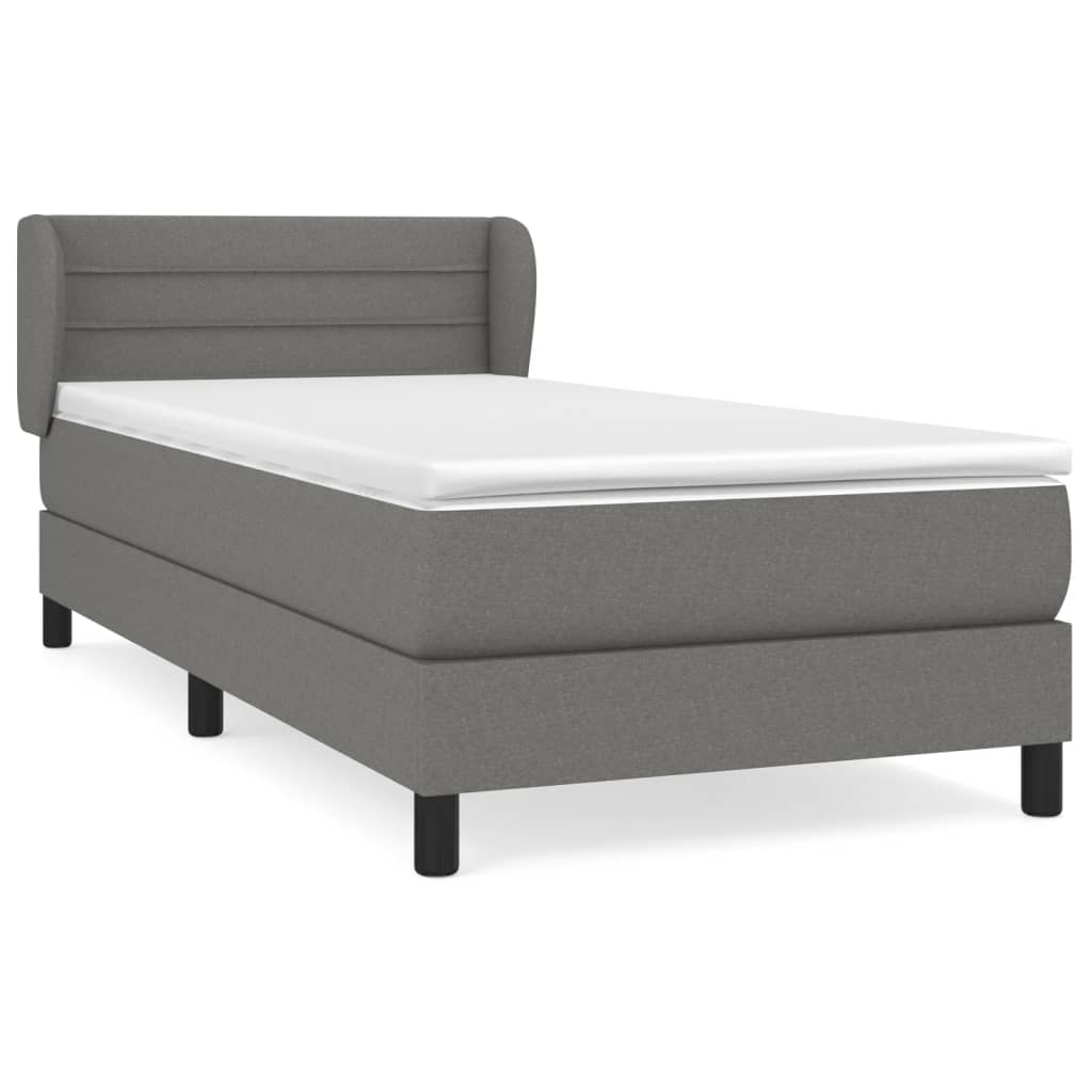 Boxspringbett mit Matratze Dunkelgrau 90x200 cm Stoff