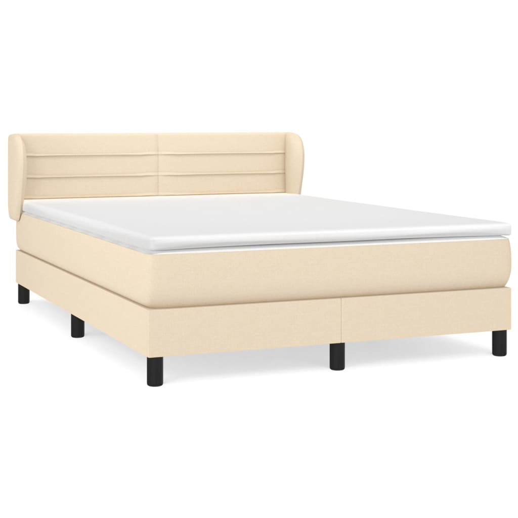 Box spring bed with mattress cream 140x200 cm fabric