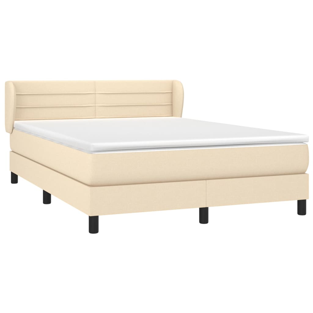 Box spring bed with mattress cream 140x200 cm fabric