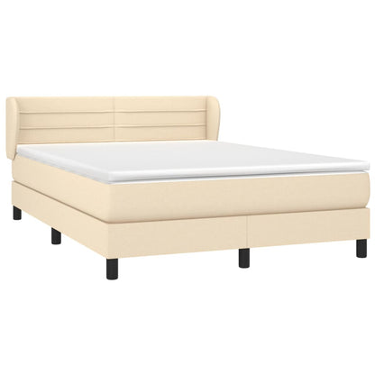 Box spring bed with mattress cream 140x200 cm fabric