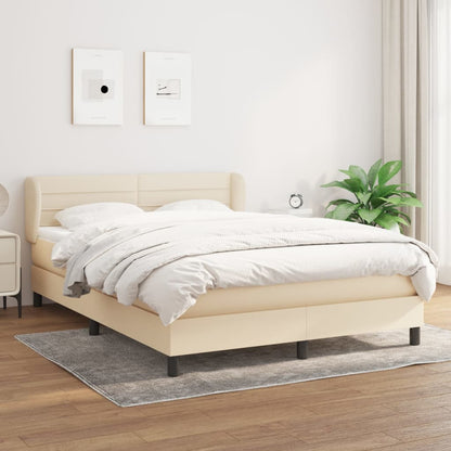 Box spring bed with mattress cream 140x200 cm fabric