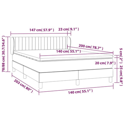 Boxspringbett mit Matratze Dunkelgrau 140x200 cm Stoff