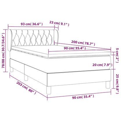 Boxspringbett mit Matratze Schwarz 90x200 cm Stoff