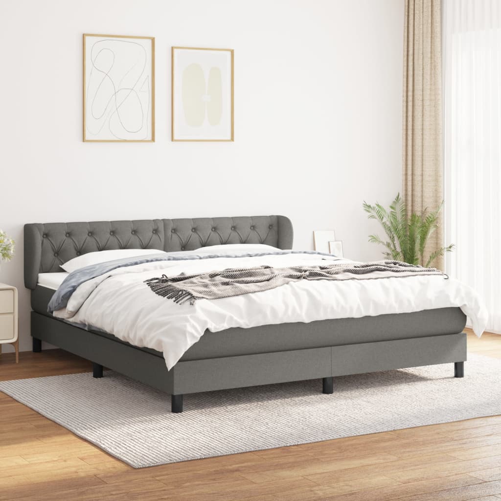 Boxspringbett mit Matratze Dunkelgrau 160x200 cm Stoff