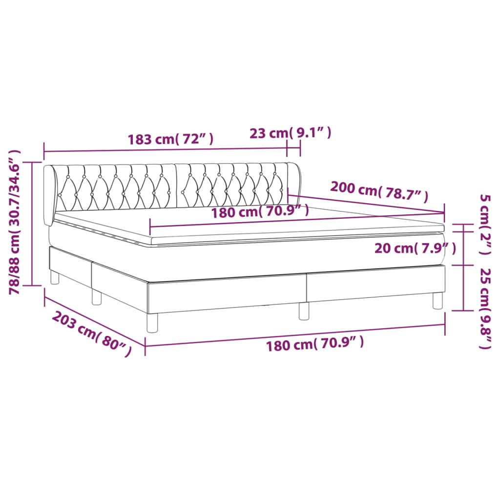 Boxspringbett mit Matratze Hellgrau 180x200 cm Stoff