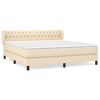 Boxspringbett mit Matratze Creme 180x200 cm Stoff