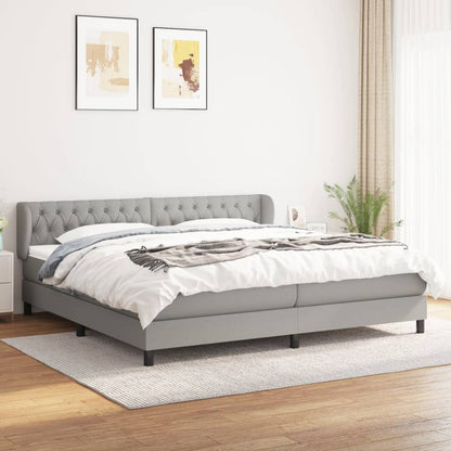 Boxspringbett mit Matratze Hellgrau 200x200 cm Stoff