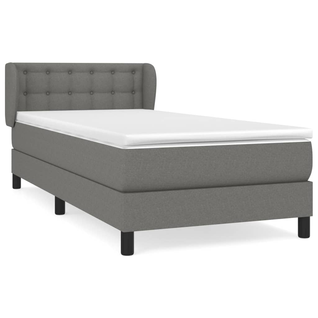 Boxspringbett mit Matratze Dunkelgrau 90x200 cm Stoff