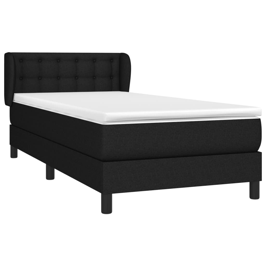 Boxspringbett mit Matratze Schwarz 90x200 cm Stoff