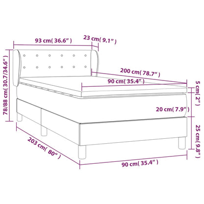 Boxspringbett mit Matratze Dunkelbraun 90x200 cm Stoff