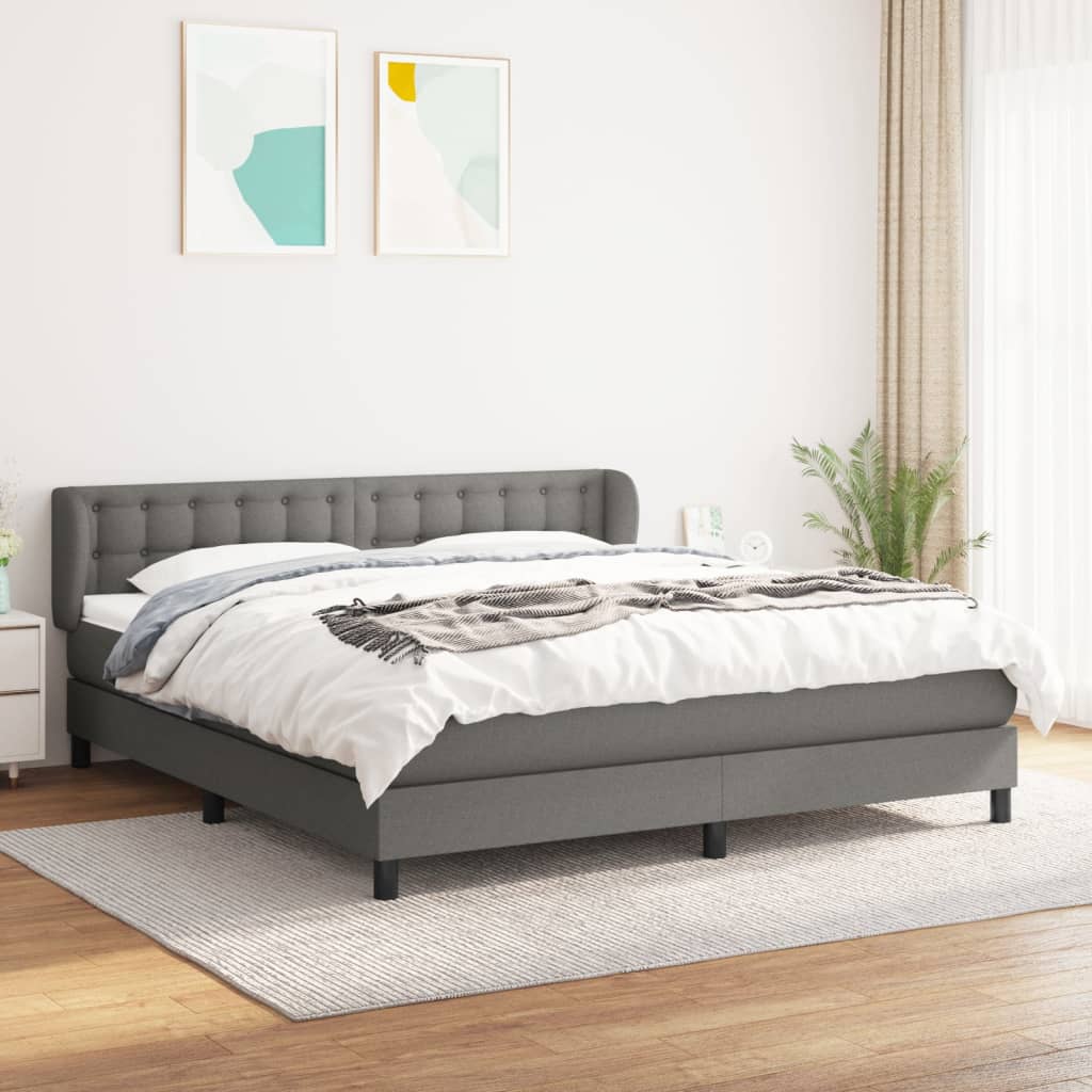 Box spring krevet s madracem tamno siva tkanina 160x200 cm