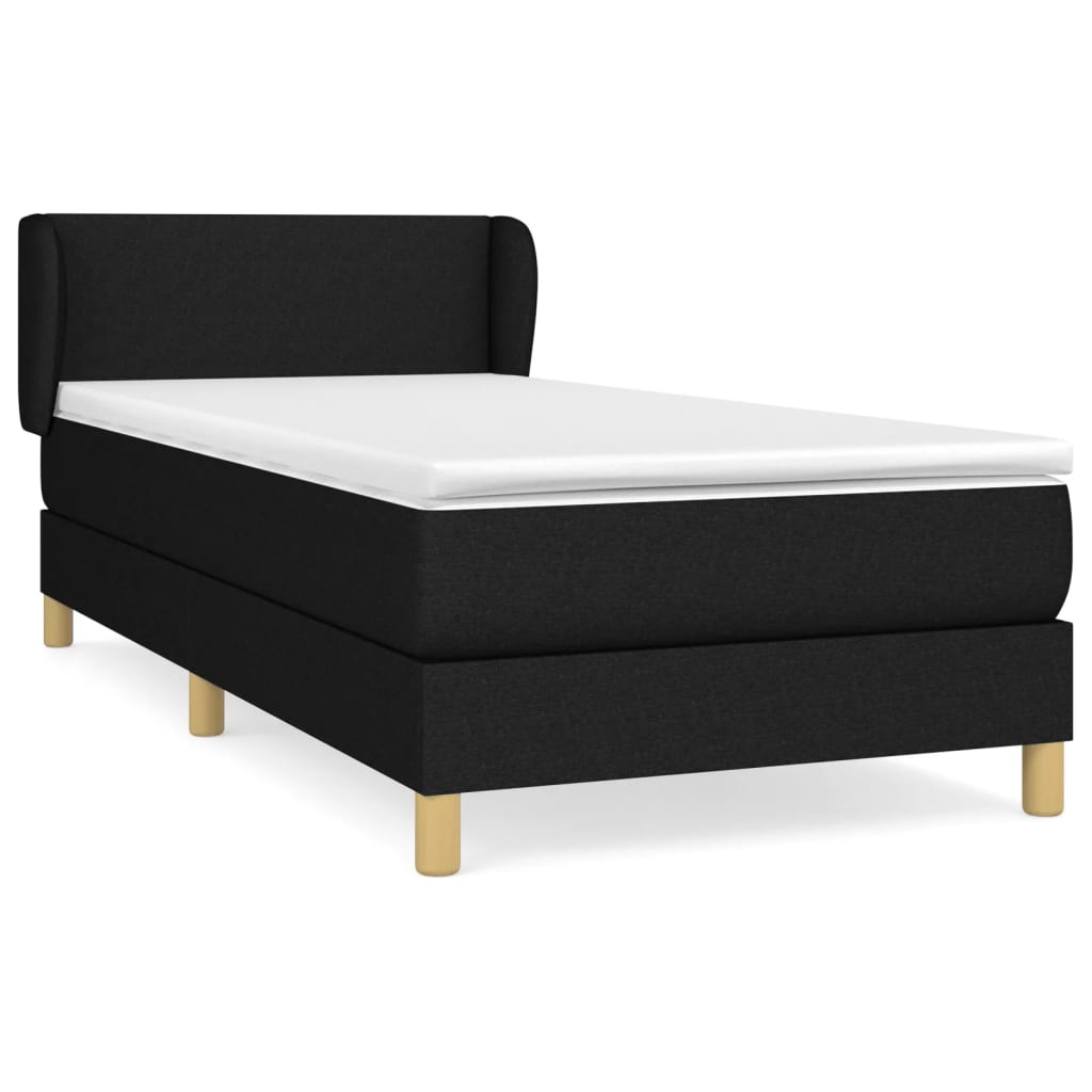 Boxspringbett mit Matratze Schwarz 90x200 cm Stoff