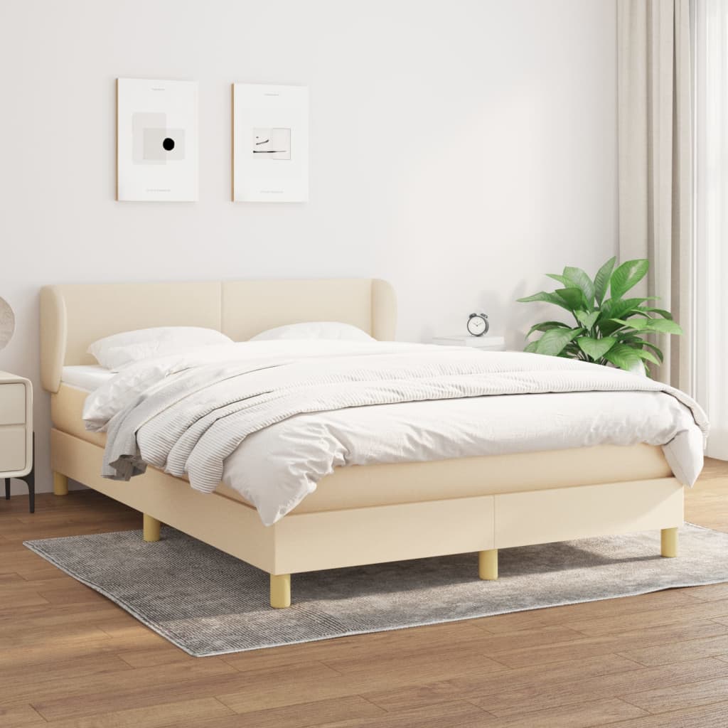 Boxspringbett mit Matratze Creme 140x200 cm Stoff