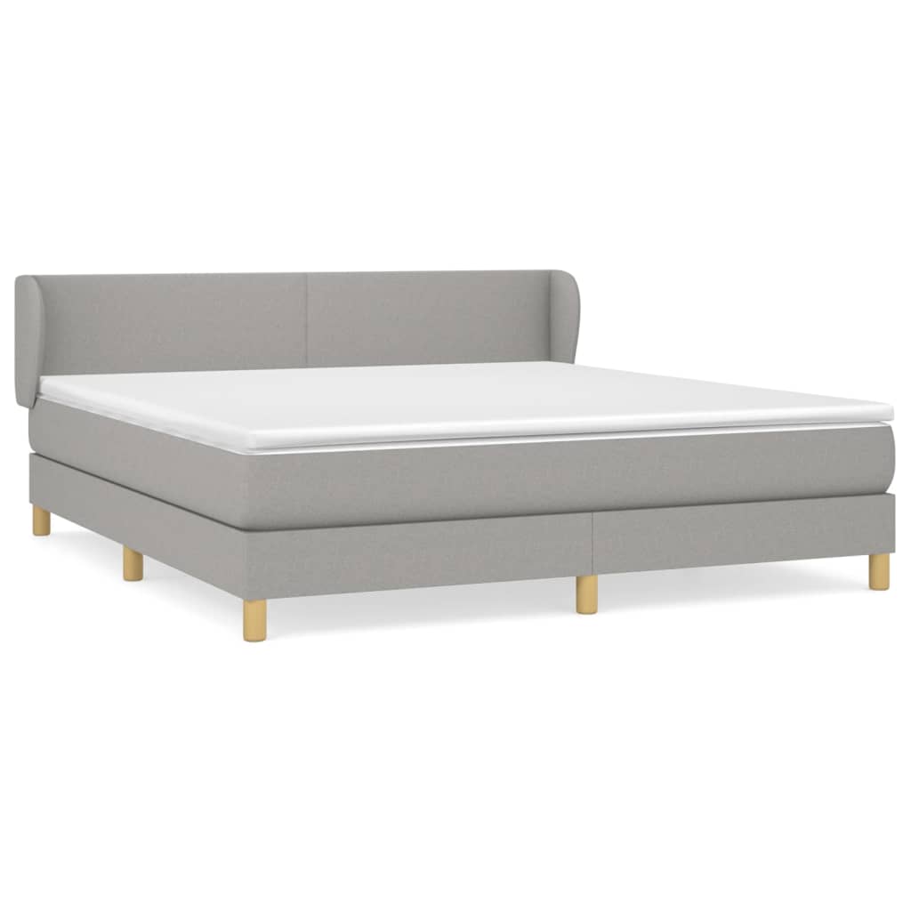 Box spring krevet s madracem svijetlo siva tkanina 160x200 cm