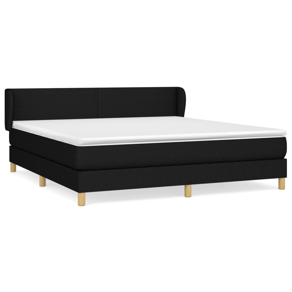 Box spring bed with mattress black 160x200 cm fabric