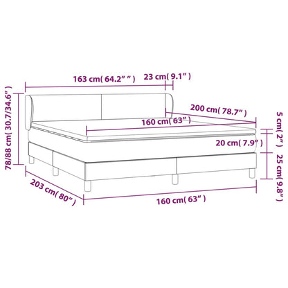 Box spring bed with mattress black 160x200 cm fabric