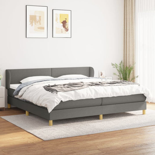 Box spring krevet s madracem tamno siva tkanina 200x200 cm