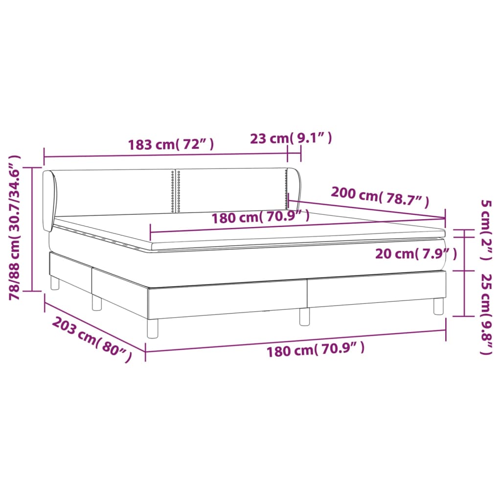 Boxspringbett mit Matratze Dunkelbraun 180x200 cm Stoff