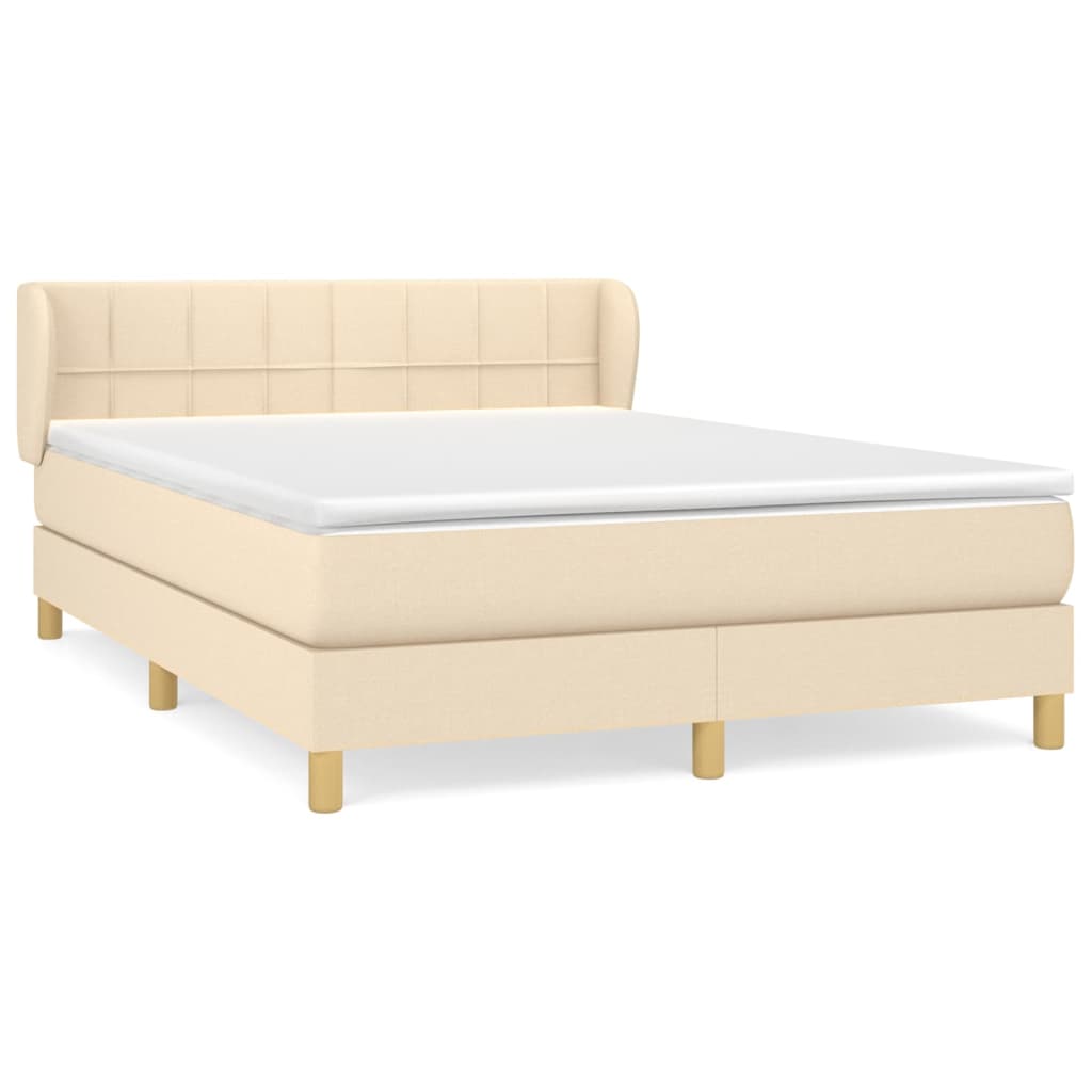 Box spring bed with mattress cream 140x200 cm fabric