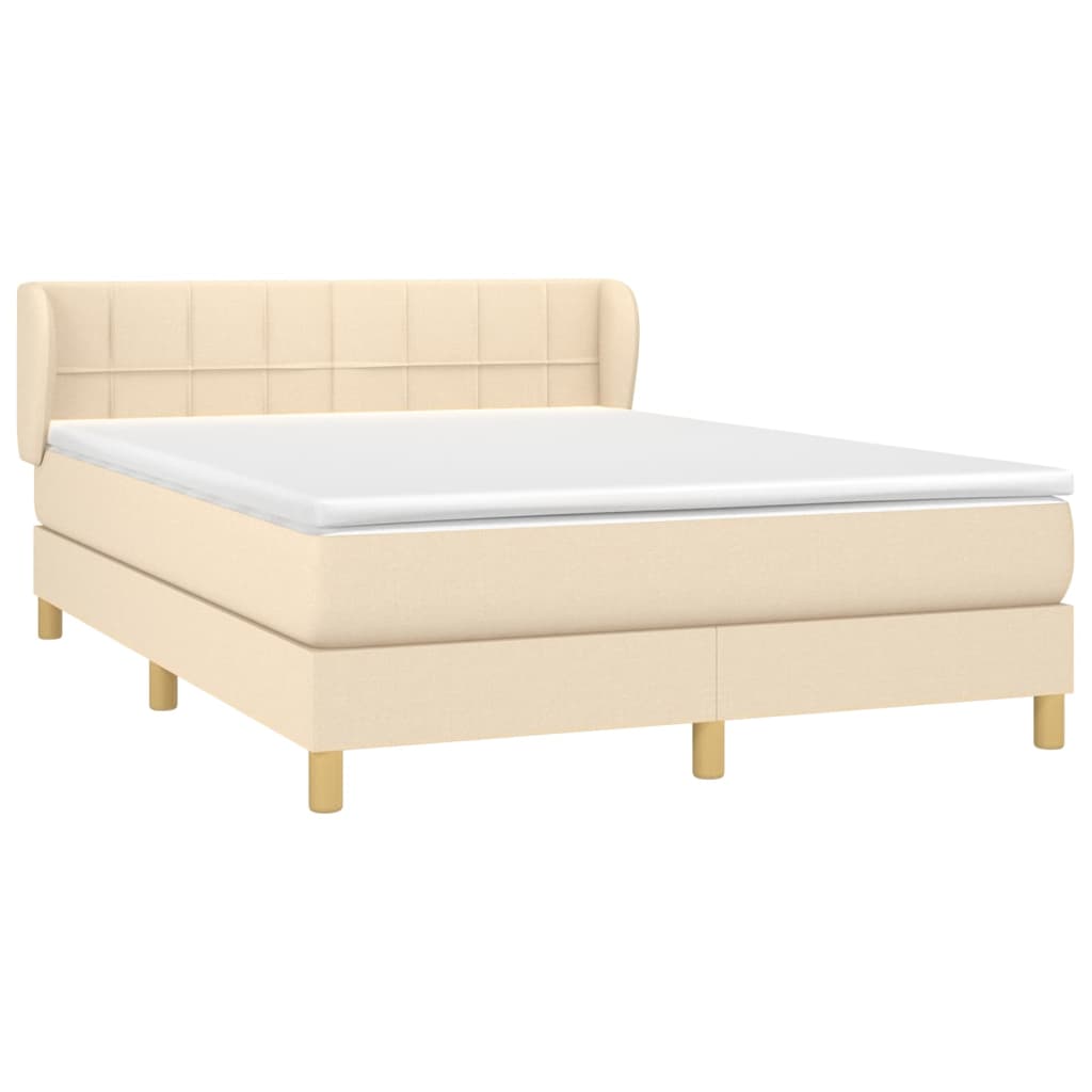 Box spring bed with mattress cream 140x200 cm fabric