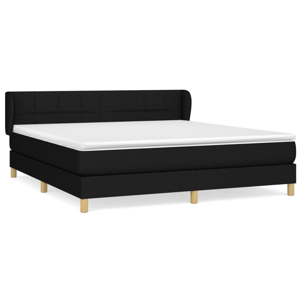 Boxspringbett mit Matratze Schwarz 180x200 cm Stoff