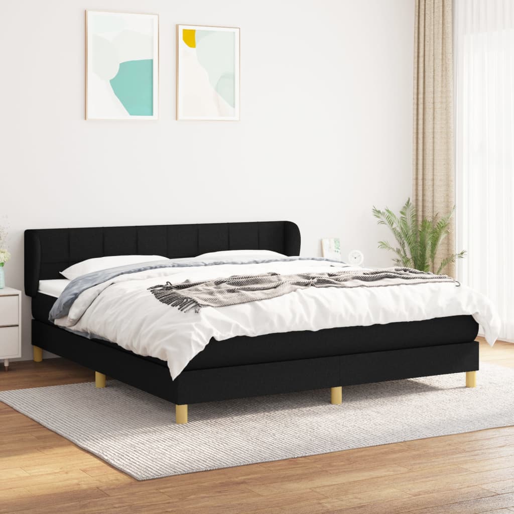 Boxspringbett mit Matratze Schwarz 180x200 cm Stoff