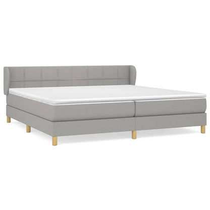 Box spring bed with mattress light grey 200x200 cm fabric