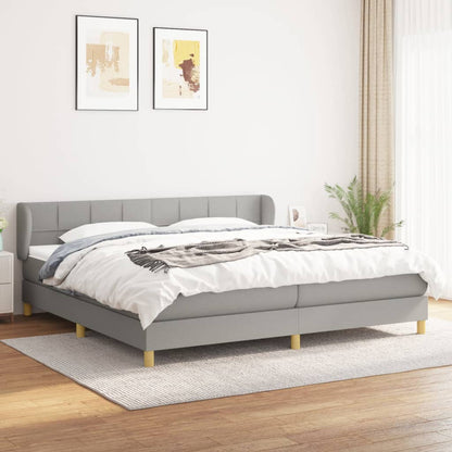 Box spring bed with mattress light grey 200x200 cm fabric