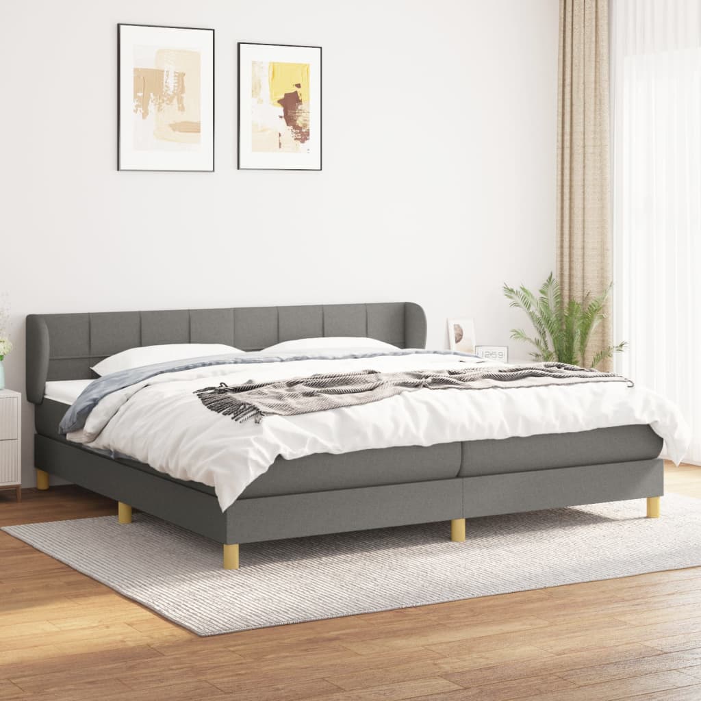 Box spring krevet s madracem tamno siva tkanina 200x200 cm