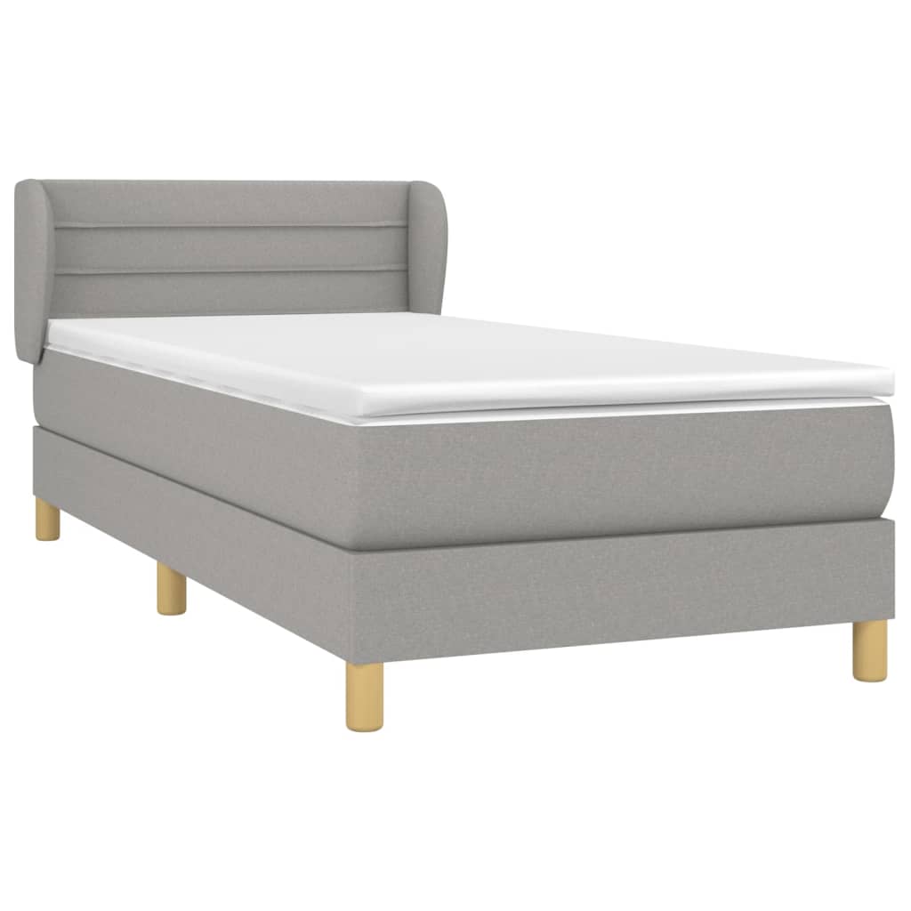 Boxspringbett mit Matratze Hellgrau 90x200 cm Stoff