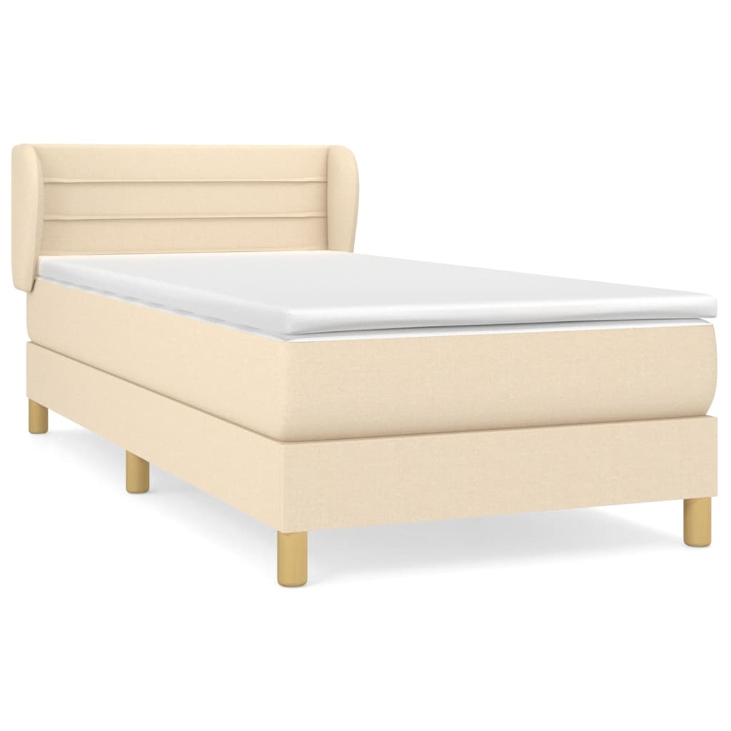 Boxspringbett mit Matratze Creme 90x200 cm Stoff