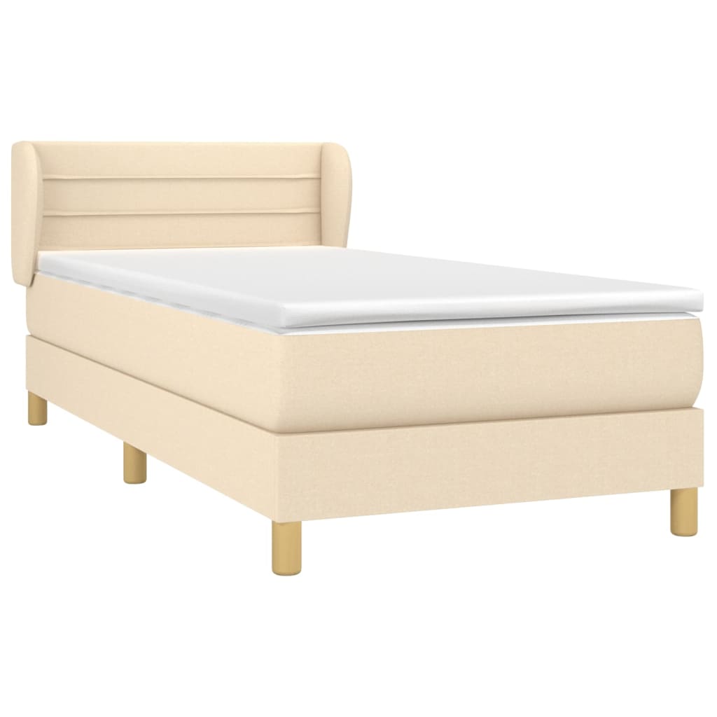 Boxspringbett mit Matratze Creme 90x200 cm Stoff