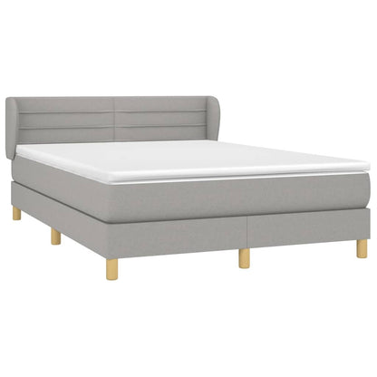 Box spring bed with mattress light grey 140x200 cm fabric