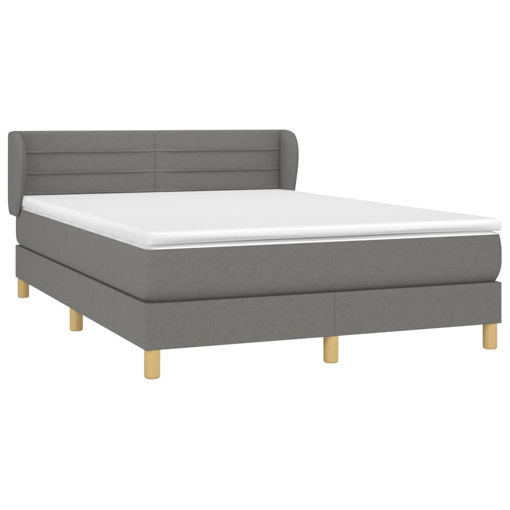 Box spring bed with mattress dark grey 140x200 cm fabric