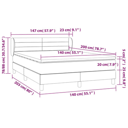 Box spring bed with mattress black 140x200 cm fabric