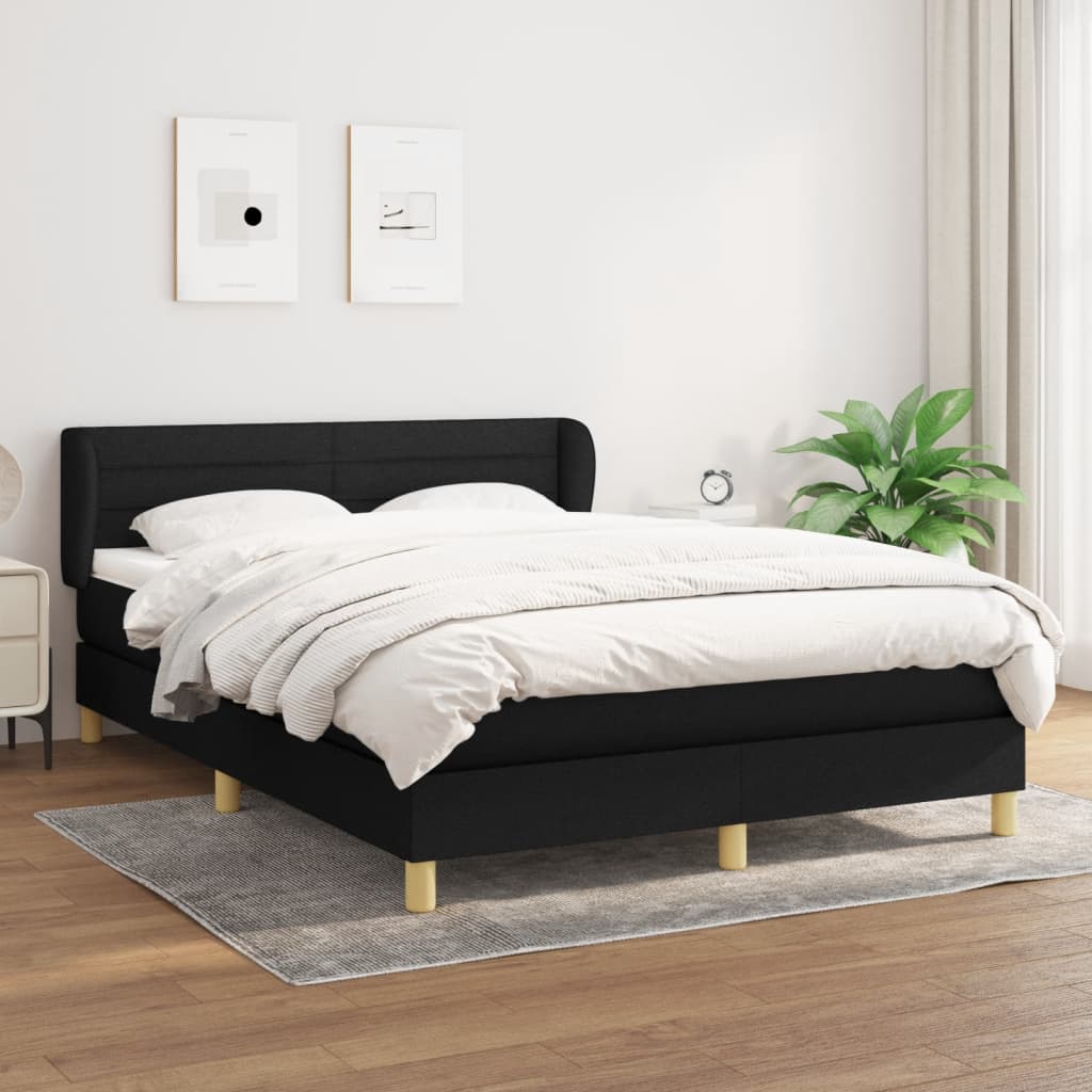 Box spring bed with mattress black 140x200 cm fabric