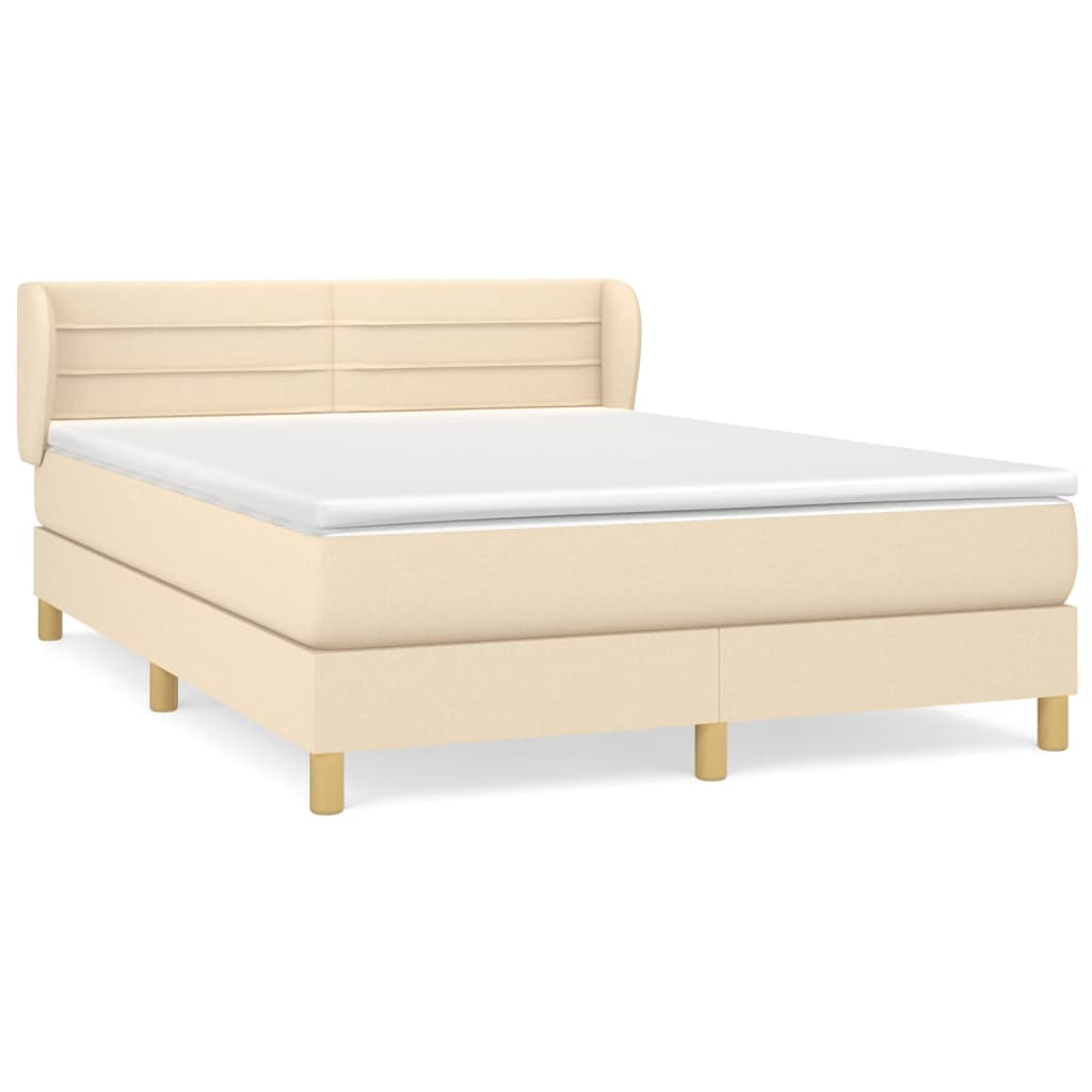 Box spring bed with mattress cream 140x200 cm fabric