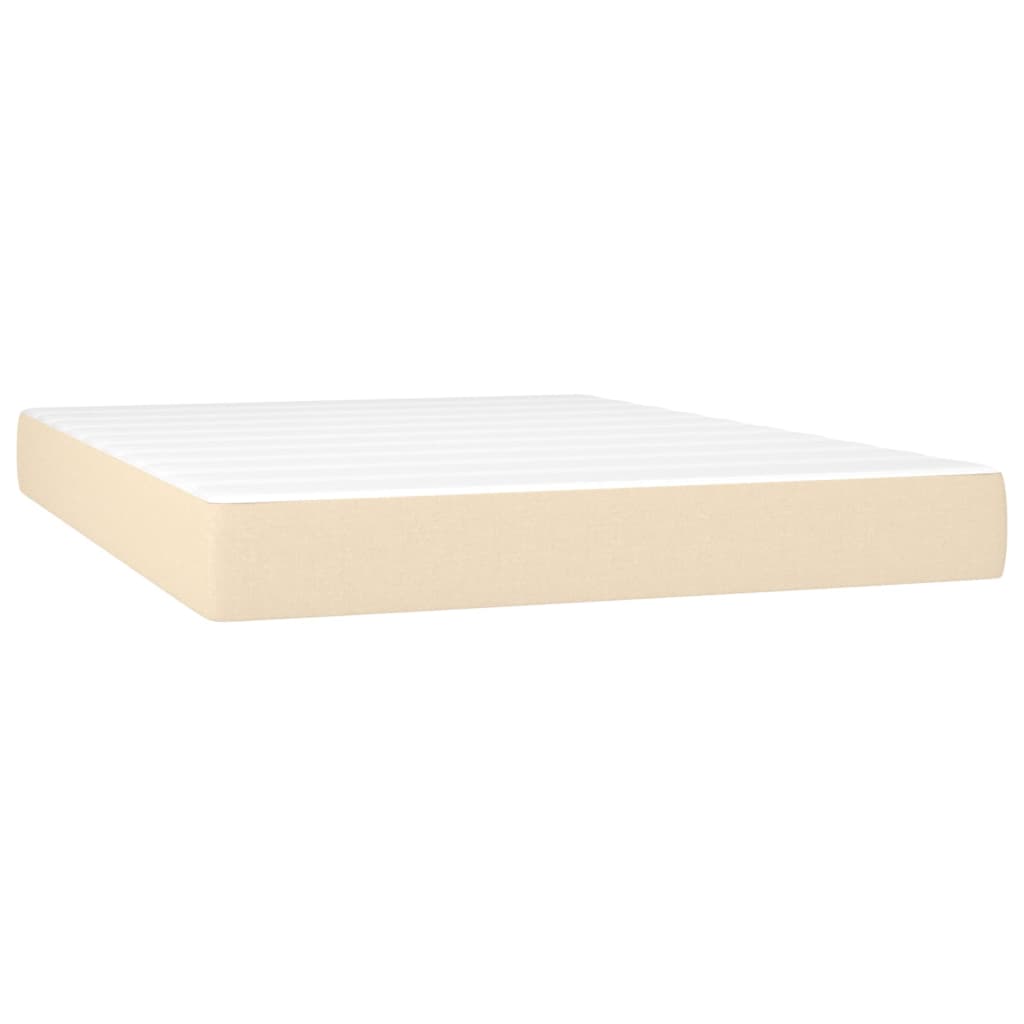 Box spring bed with mattress cream 140x200 cm fabric