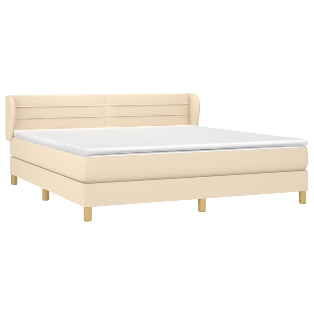 Boxspringbett mit Matratze Creme 160x200 cm Stoff