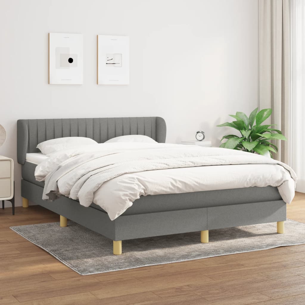 Box spring krevet s madracem tamno siva tkanina 140x200 cm